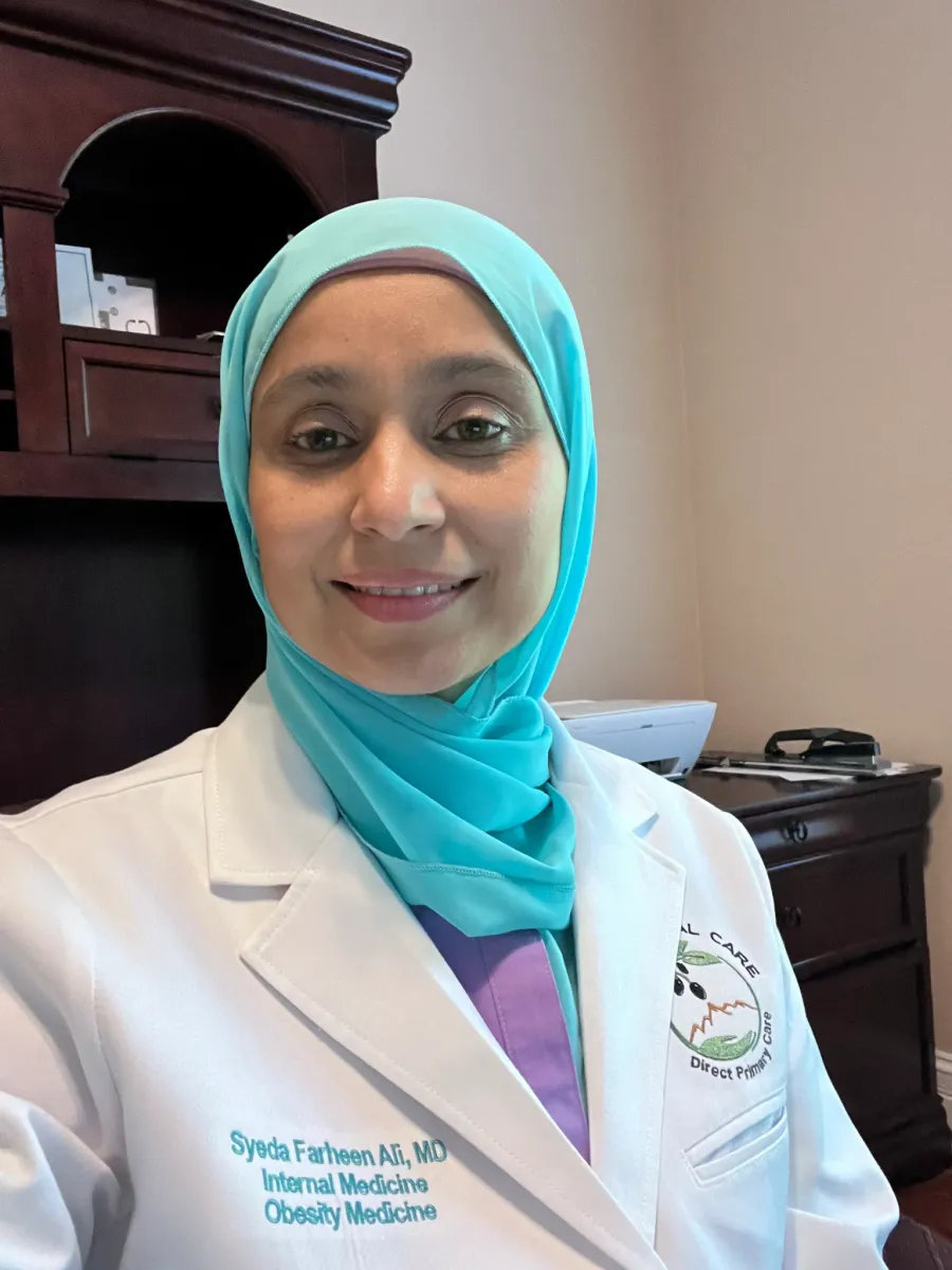 Dr. Syeda Farheen Ali in white coat